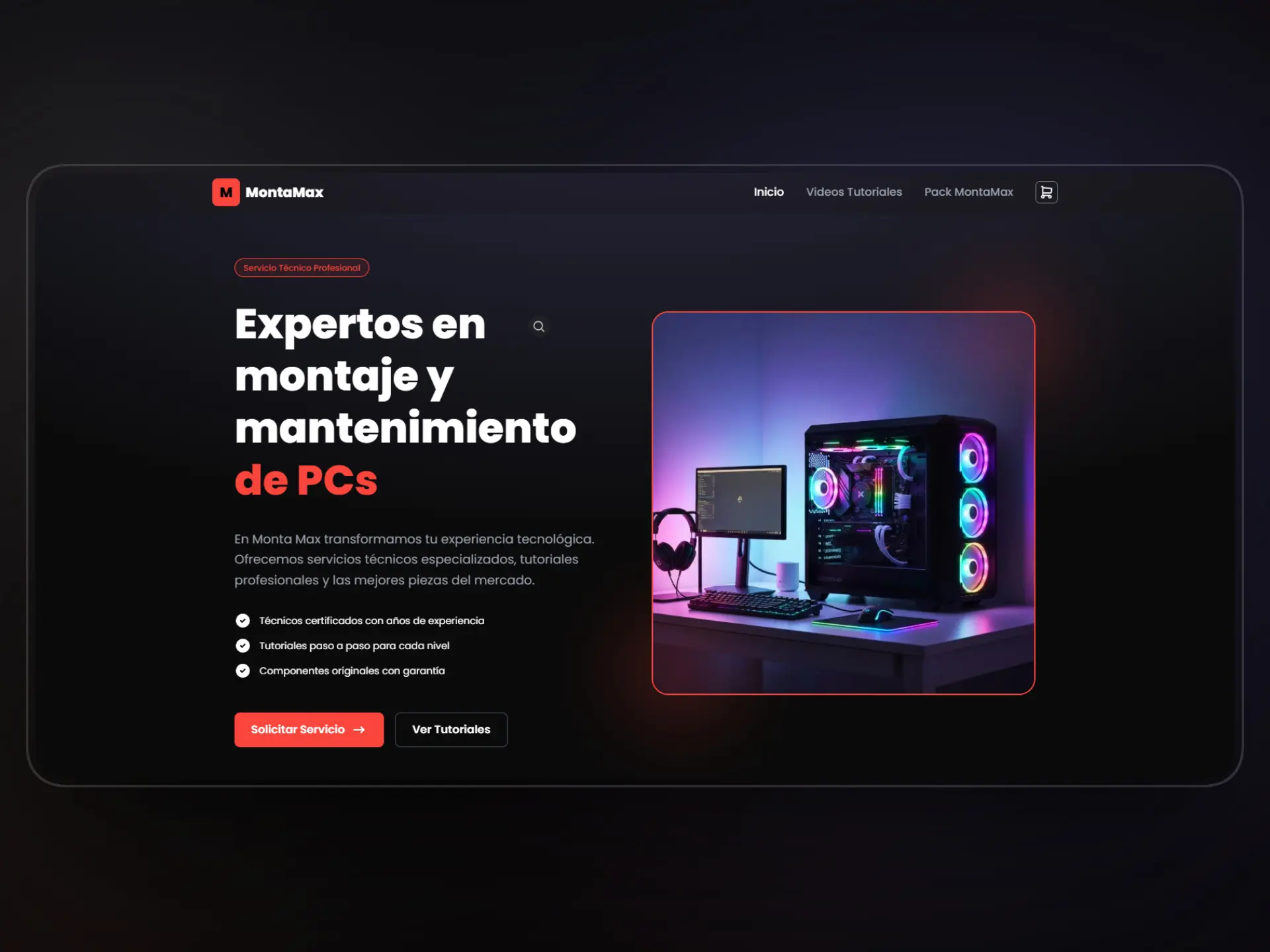 Captura de pantalla del proyecto MontaMax - Montaje y Mantenimiento de PCs