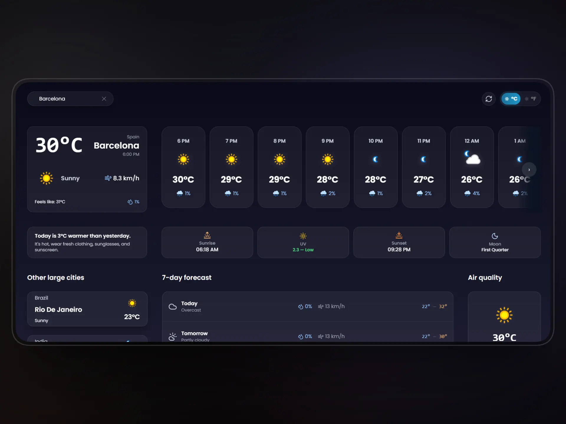 Captura de pantalla del proyecto Weather App