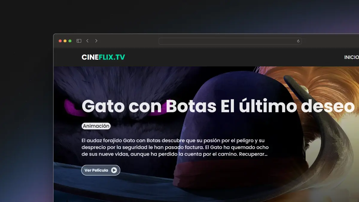 Captura de pantalla del proyecto CINEFLIX.TV