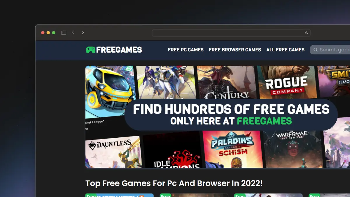 Captura de pantalla del proyecto FreeGames